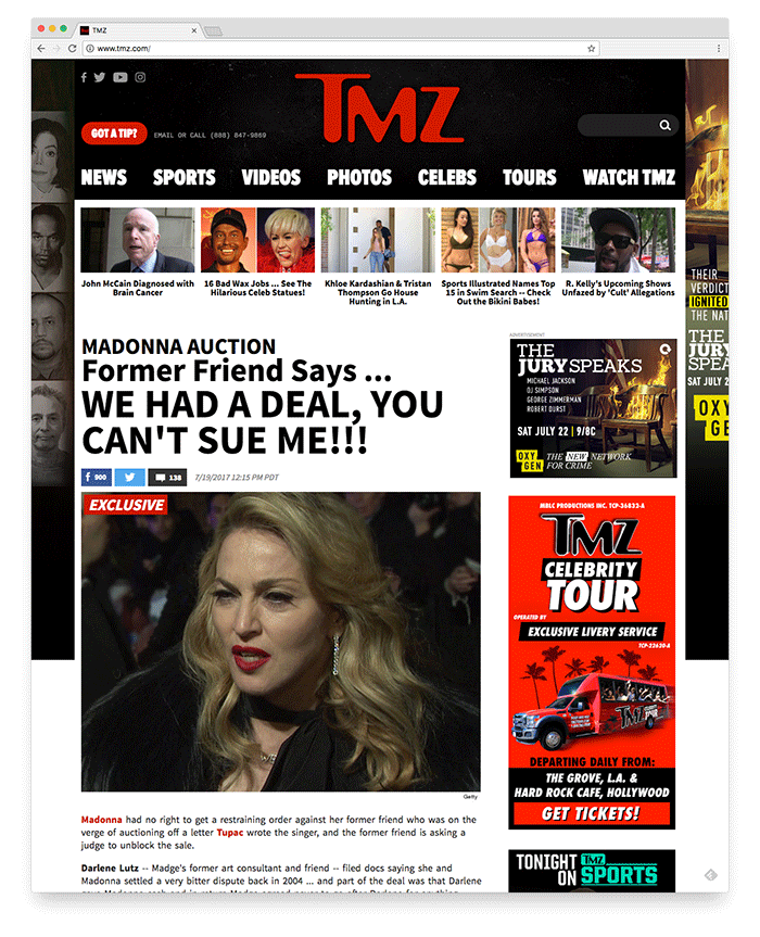 TMZ Website screenshot